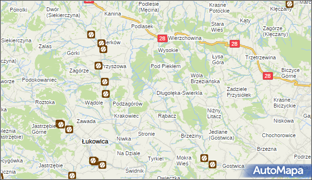 mapa Długołęka-Świerkla, Długołęka-Świerkla na mapie Targeo