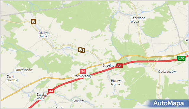 mapa Dłużyna Górna, Dłużyna Górna na mapie Targeo