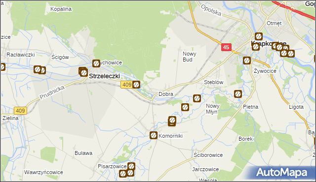 mapa Dobra gmina Strzeleczki, Dobra gmina Strzeleczki na mapie Targeo