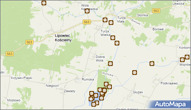 mapa Dobra Wola gmina Lipowiec Kościelny, Dobra Wola gmina Lipowiec Kościelny na mapie Targeo