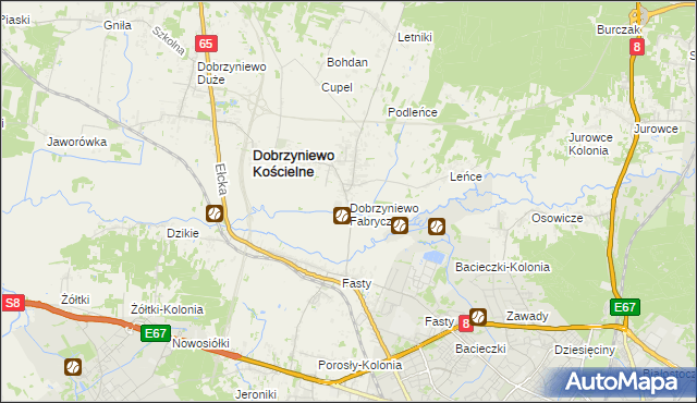 mapa Dobrzyniewo Fabryczne, Dobrzyniewo Fabryczne na mapie Targeo