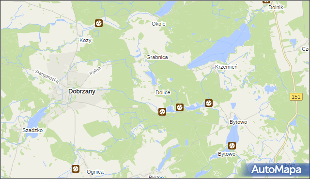 mapa Dolice gmina Dobrzany, Dolice gmina Dobrzany na mapie Targeo