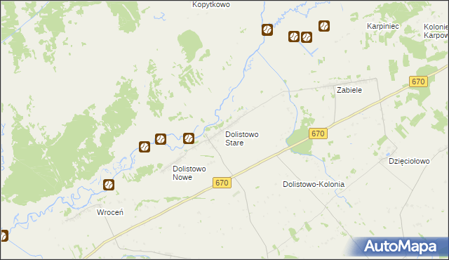 mapa Dolistowo Stare, Dolistowo Stare na mapie Targeo