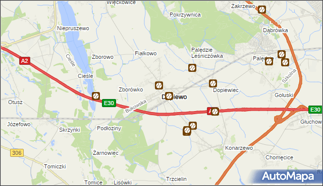 mapa Dopiewo, Dopiewo na mapie Targeo