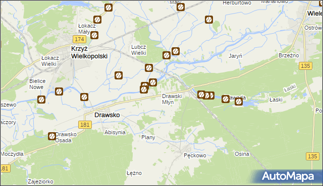 mapa Drawski Młyn, Drawski Młyn na mapie Targeo