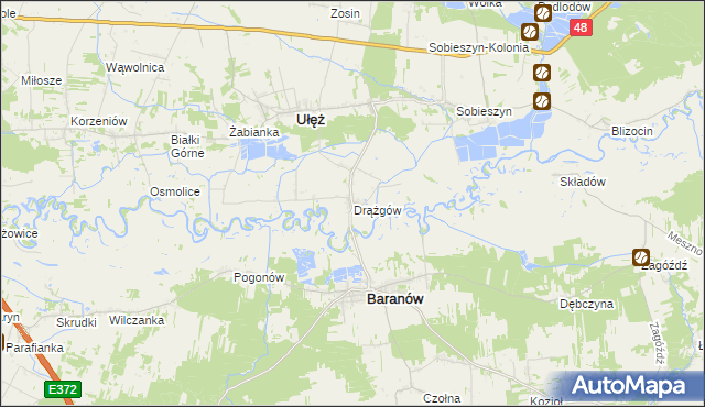 mapa Drążgów, Drążgów na mapie Targeo