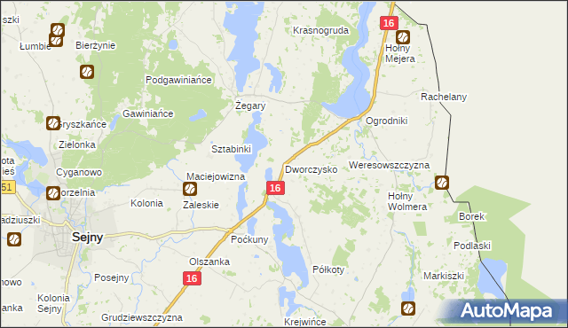 mapa Dworczysko gmina Sejny, Dworczysko gmina Sejny na mapie Targeo