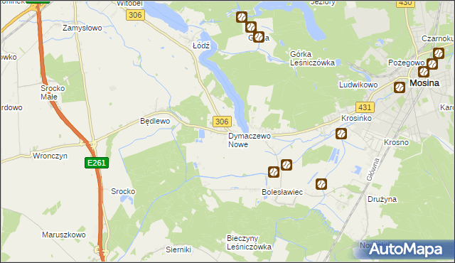 mapa Dymaczewo Nowe, Dymaczewo Nowe na mapie Targeo