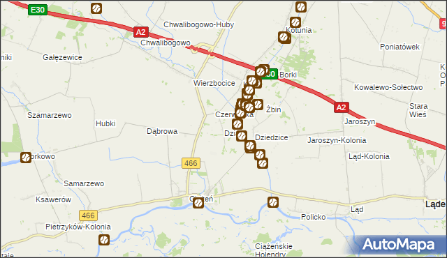 mapa Działy gmina Lądek, Działy gmina Lądek na mapie Targeo