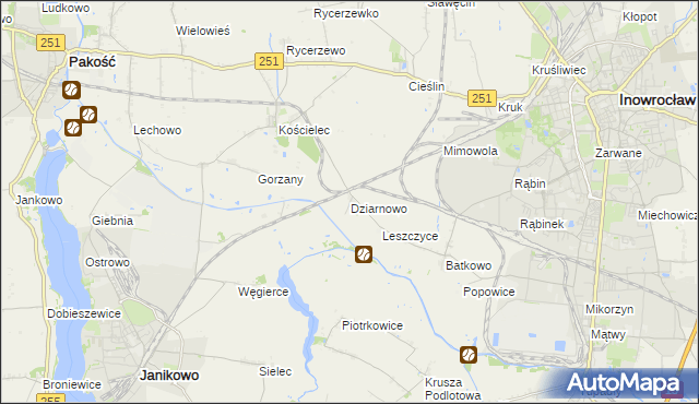 mapa Dziarnowo gmina Pakość, Dziarnowo gmina Pakość na mapie Targeo