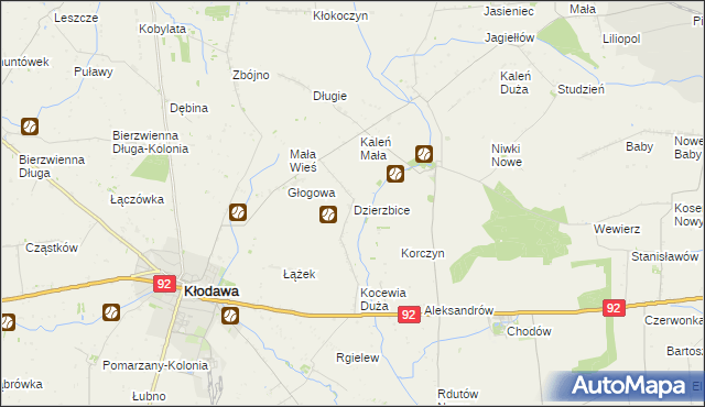 mapa Dzierzbice, Dzierzbice na mapie Targeo