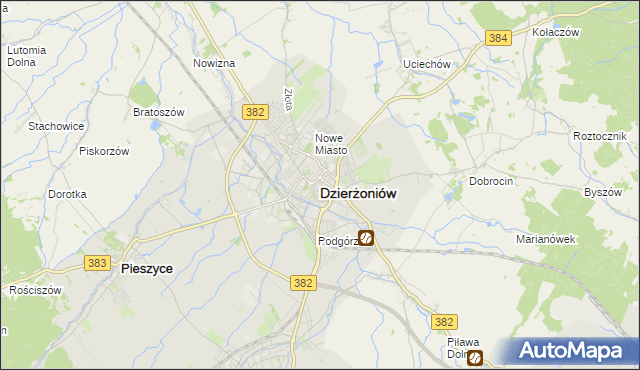 mapa Dzierżoniów, Dzierżoniów na mapie Targeo