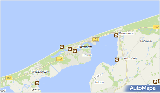 mapa Dziwnów, Dziwnów na mapie Targeo