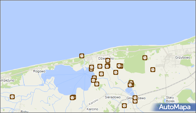 mapa Dźwirzyno, Dźwirzyno na mapie Targeo