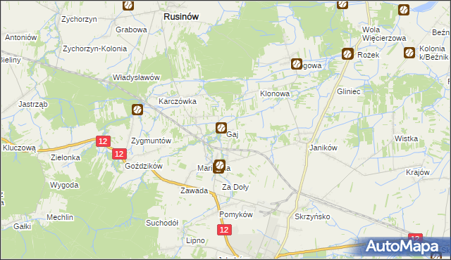 mapa Gaj gmina Przysucha, Gaj gmina Przysucha na mapie Targeo