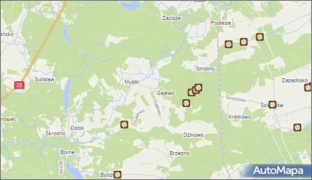 mapa Gajewo gmina Lubiszyn, Gajewo gmina Lubiszyn na mapie Targeo