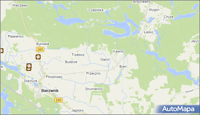 mapa Gajno, Gajno na mapie Targeo
