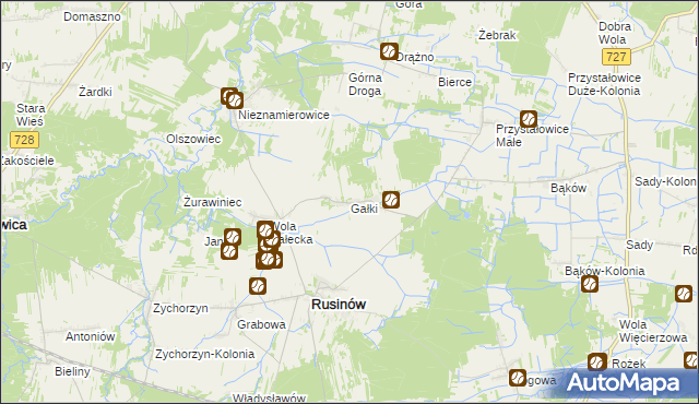 mapa Gałki gmina Rusinów, Gałki gmina Rusinów na mapie Targeo