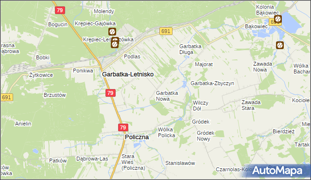 mapa Garbatka Nowa, Garbatka Nowa na mapie Targeo