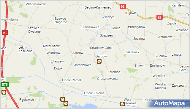 mapa Garbów gmina Bedlno, Garbów gmina Bedlno na mapie Targeo