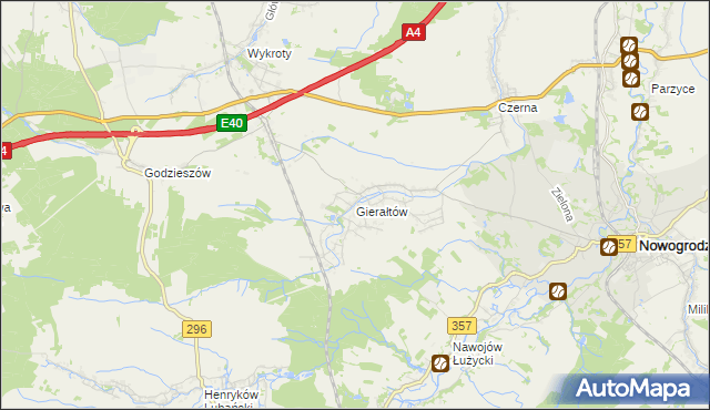 mapa Gierałtów, Gierałtów na mapie Targeo