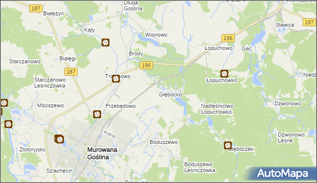 mapa Głębocko gmina Murowana Goślina, Głębocko gmina Murowana Goślina na mapie Targeo