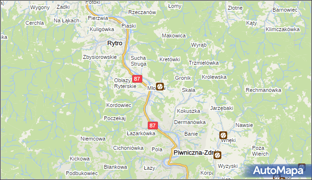 mapa Głębokie gmina Piwniczna-Zdrój, Głębokie gmina Piwniczna-Zdrój na mapie Targeo