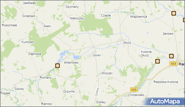 mapa Glinki gmina Radziłów, Glinki gmina Radziłów na mapie Targeo