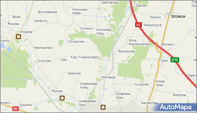 mapa Głogowiec gmina Kutno, Głogowiec gmina Kutno na mapie Targeo