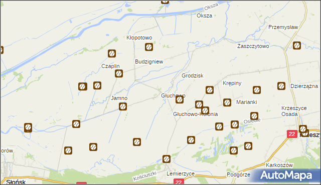 mapa Głuchowo gmina Słońsk, Głuchowo gmina Słońsk na mapie Targeo