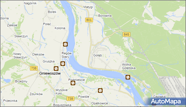 mapa Gołąb gmina Puławy, Gołąb gmina Puławy na mapie Targeo