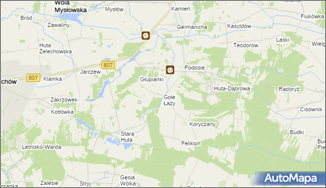 mapa Gołe Łazy, Gołe Łazy na mapie Targeo