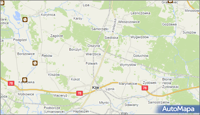 mapa Górki gmina Kije, Górki gmina Kije na mapie Targeo