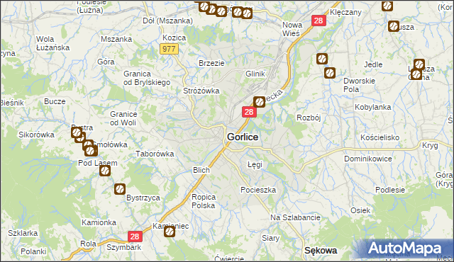 mapa Gorlic, Gorlice na mapie Targeo