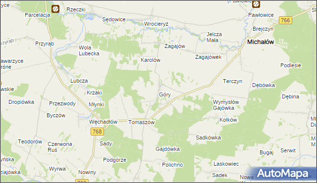 mapa Góry gmina Michałów, Góry gmina Michałów na mapie Targeo