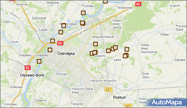 mapa Goworki, Goworki na mapie Targeo