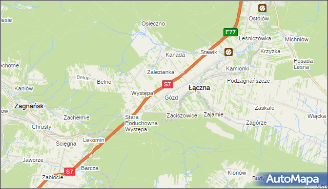 mapa Gózd gmina Łączna, Gózd gmina Łączna na mapie Targeo