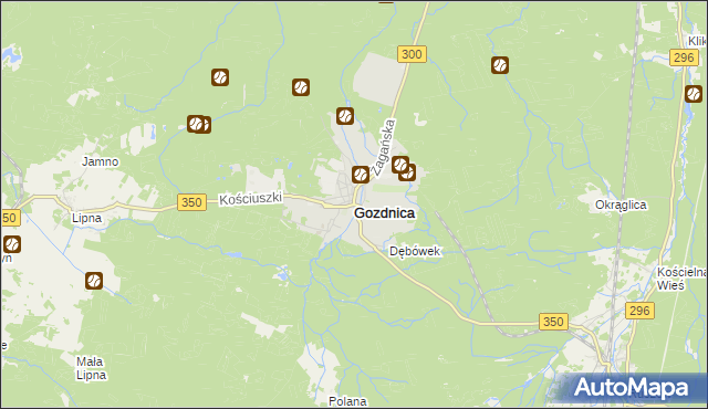 mapa Gozdnica powiat żagański, Gozdnica powiat żagański na mapie Targeo