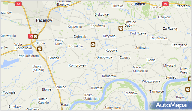 mapa Grabowica gmina Pacanów, Grabowica gmina Pacanów na mapie Targeo