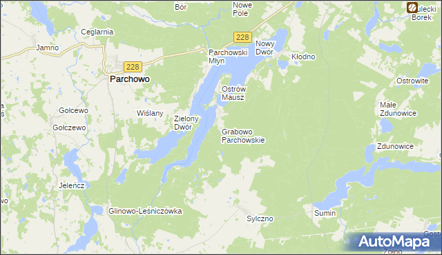 mapa Grabowo Parchowskie, Grabowo Parchowskie na mapie Targeo