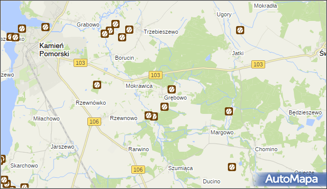 mapa Grębowo, Grębowo na mapie Targeo