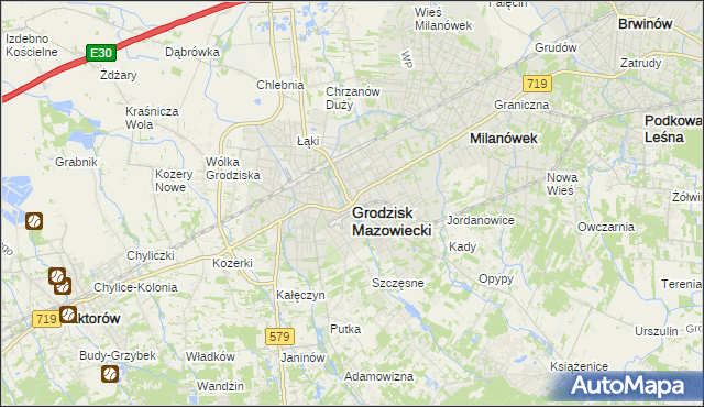 mapa Grodzisk Mazowiecki, Grodzisk Mazowiecki na mapie Targeo