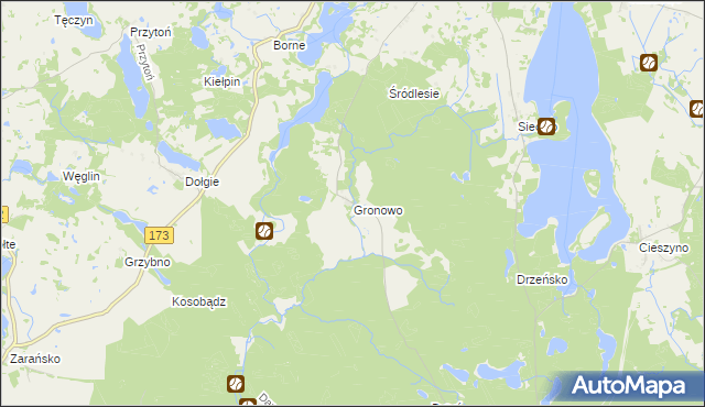 mapa Gronowo gmina Ostrowice, Gronowo gmina Ostrowice na mapie Targeo