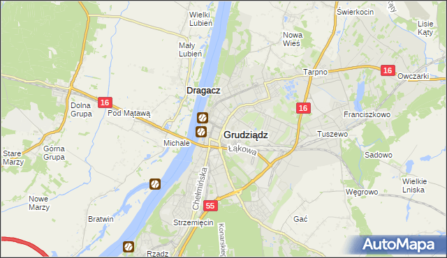 mapa Grudziądza, Grudziądz na mapie Targeo