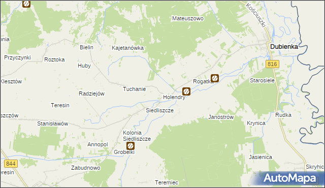 mapa Holendry gmina Dubienka, Holendry gmina Dubienka na mapie Targeo