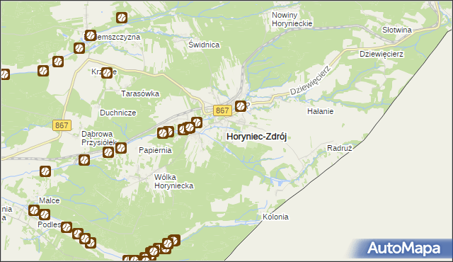 mapa Horyniec-Zdrój, Horyniec-Zdrój na mapie Targeo