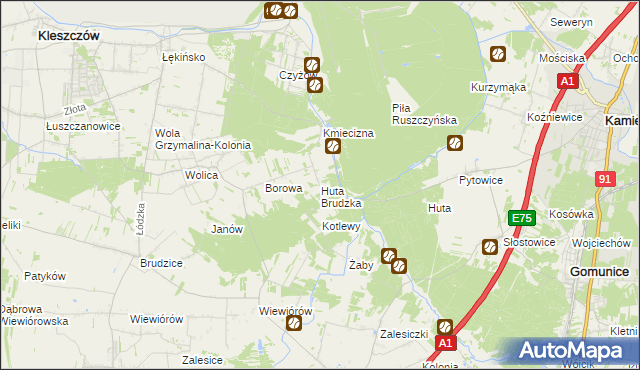 mapa Huta Brudzka, Huta Brudzka na mapie Targeo