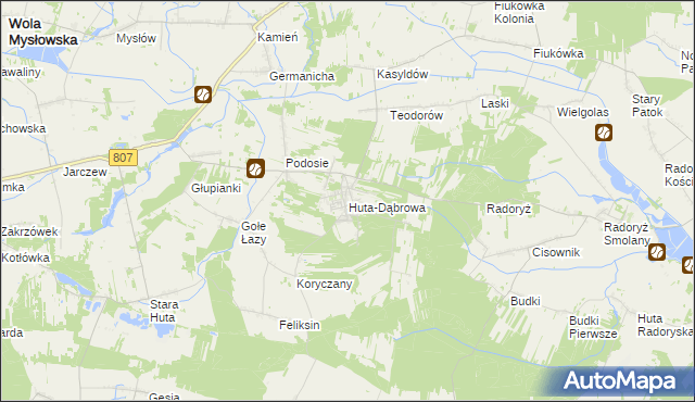 mapa Huta-Dąbrowa, Huta-Dąbrowa na mapie Targeo