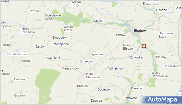 mapa Ignaców gmina Błędów, Ignaców gmina Błędów na mapie Targeo