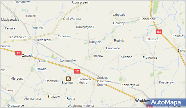 mapa Inczew, Inczew na mapie Targeo